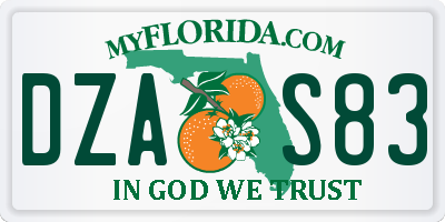 FL license plate DZAS83