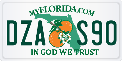 FL license plate DZAS90