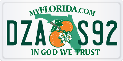 FL license plate DZAS92
