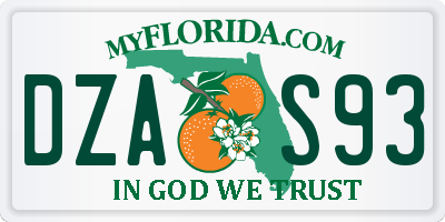 FL license plate DZAS93