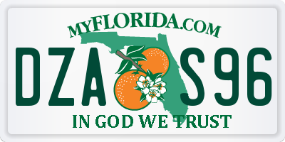 FL license plate DZAS96