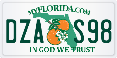 FL license plate DZAS98