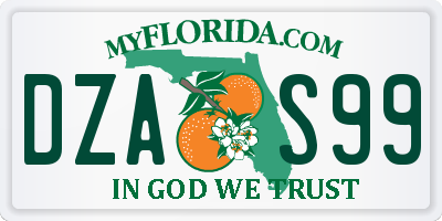 FL license plate DZAS99