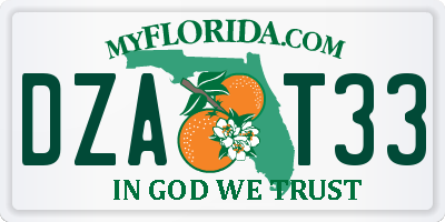 FL license plate DZAT33