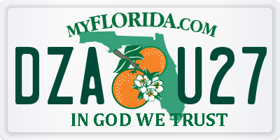 FL license plate DZAU27