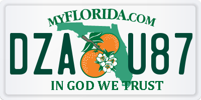 FL license plate DZAU87