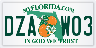 FL license plate DZAW03
