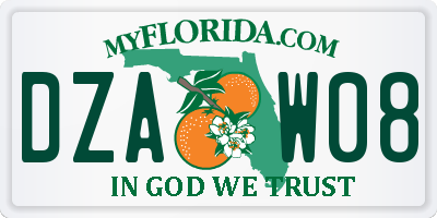 FL license plate DZAW08