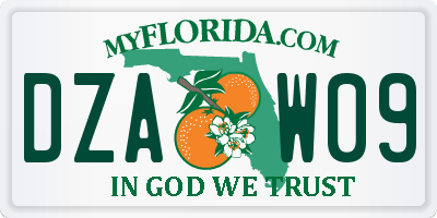 FL license plate DZAW09