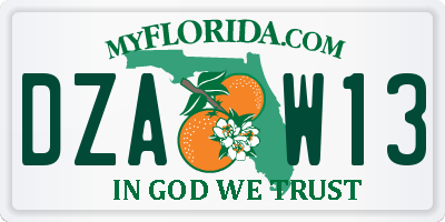 FL license plate DZAW13