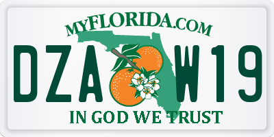 FL license plate DZAW19