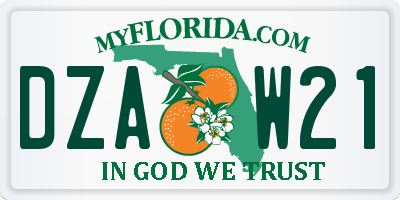 FL license plate DZAW21