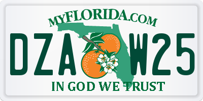 FL license plate DZAW25