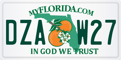 FL license plate DZAW27