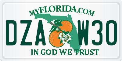 FL license plate DZAW30