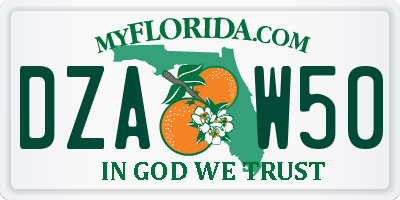 FL license plate DZAW50