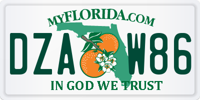 FL license plate DZAW86