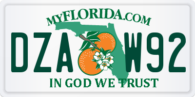 FL license plate DZAW92