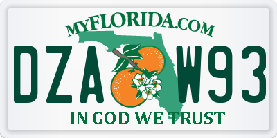 FL license plate DZAW93