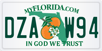 FL license plate DZAW94