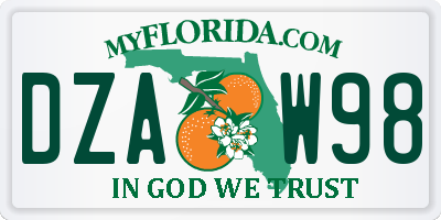 FL license plate DZAW98