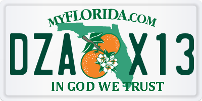 FL license plate DZAX13