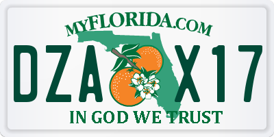 FL license plate DZAX17
