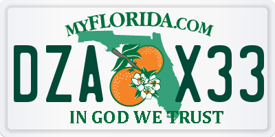 FL license plate DZAX33