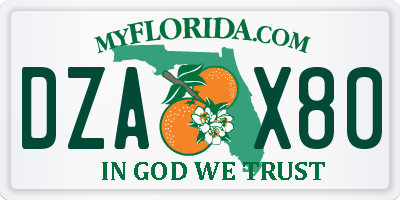 FL license plate DZAX80