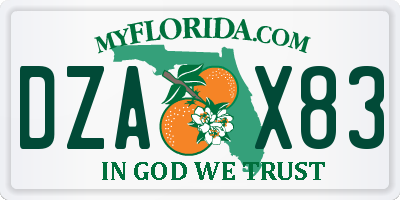 FL license plate DZAX83
