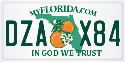 FL license plate DZAX84
