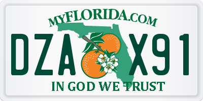 FL license plate DZAX91