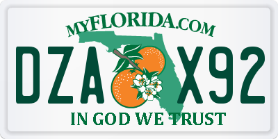 FL license plate DZAX92