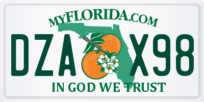 FL license plate DZAX98