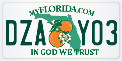 FL license plate DZAY03