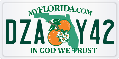 FL license plate DZAY42
