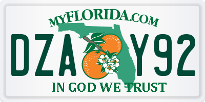 FL license plate DZAY92