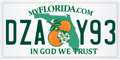 FL license plate DZAY93
