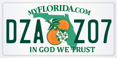 FL license plate DZAZ07