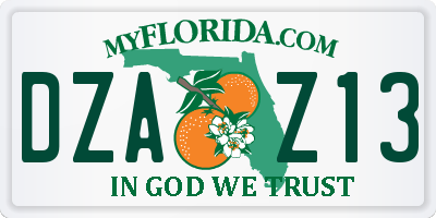 FL license plate DZAZ13