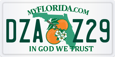 FL license plate DZAZ29
