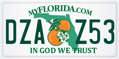 FL license plate DZAZ53