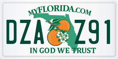 FL license plate DZAZ91