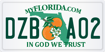 FL license plate DZBA02