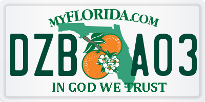 FL license plate DZBA03