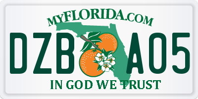 FL license plate DZBA05