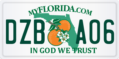 FL license plate DZBA06