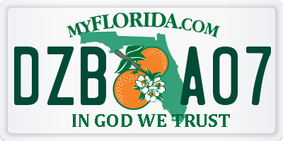 FL license plate DZBA07