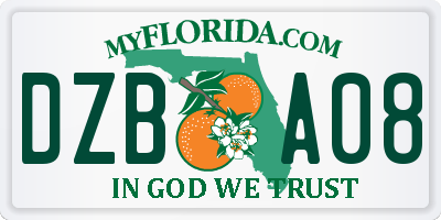 FL license plate DZBA08