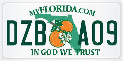 FL license plate DZBA09